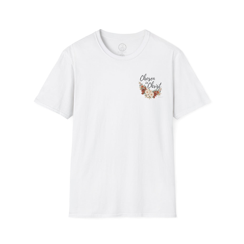Chosen in Christ Floral Pocket Tee — Ephesians 1:4