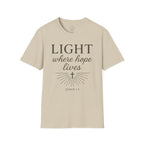Light Where Hope Lives – John 1:5 (KJV) Christian T-Shirt