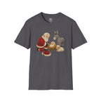 Faux Yarn Printed Image of Santa Bowing to Worship Baby Jesus