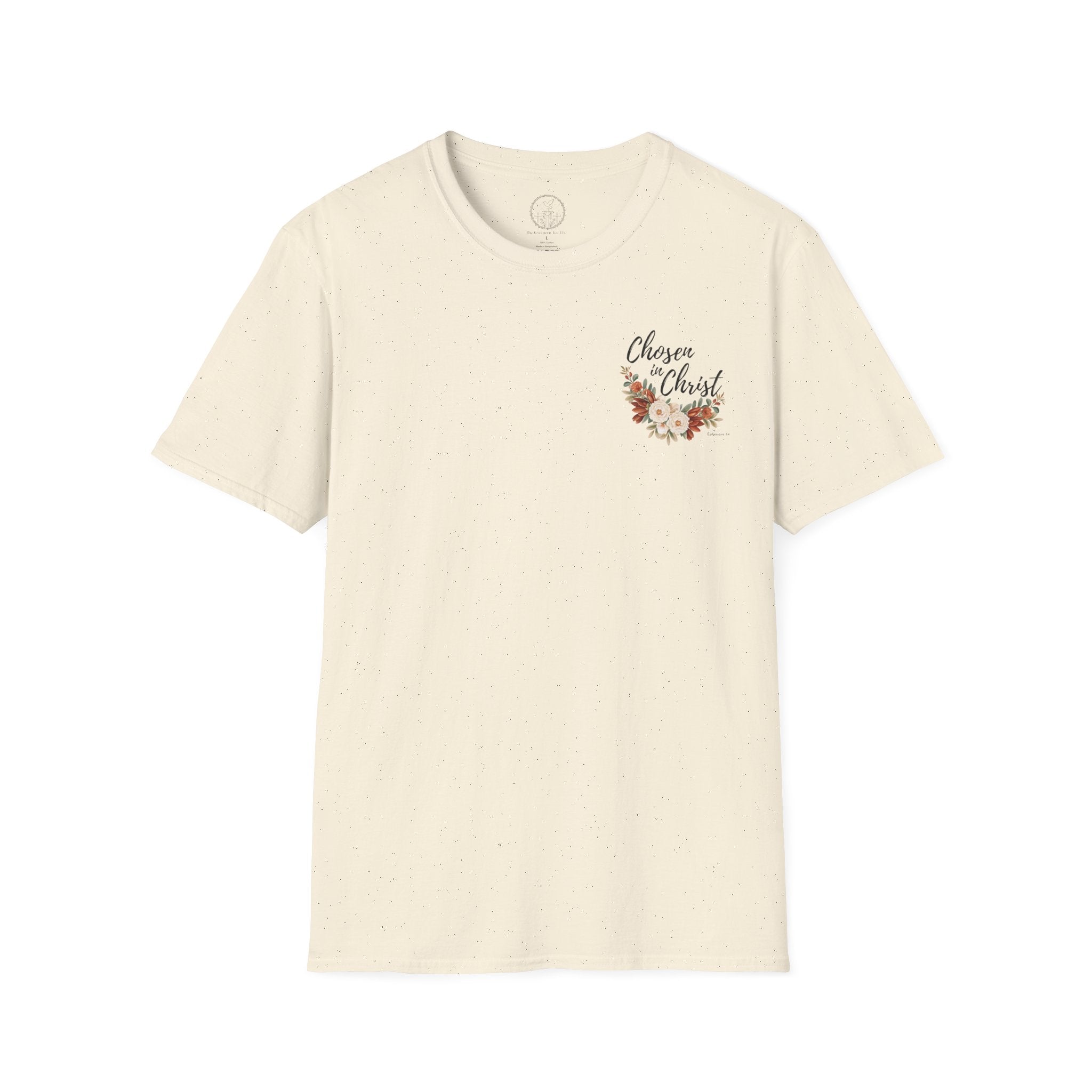 Chosen in Christ Floral Pocket Tee — Ephesians 1:4