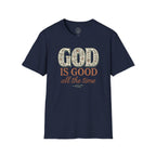 God Is Good All the Time – Christian Floral Typography Tee