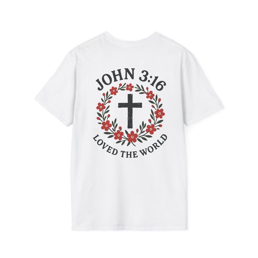 John 3:16 (Front/Back) Floral Wreath T-Shirt