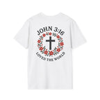 John 3:16 (Front/Back) Floral Wreath T-Shirt