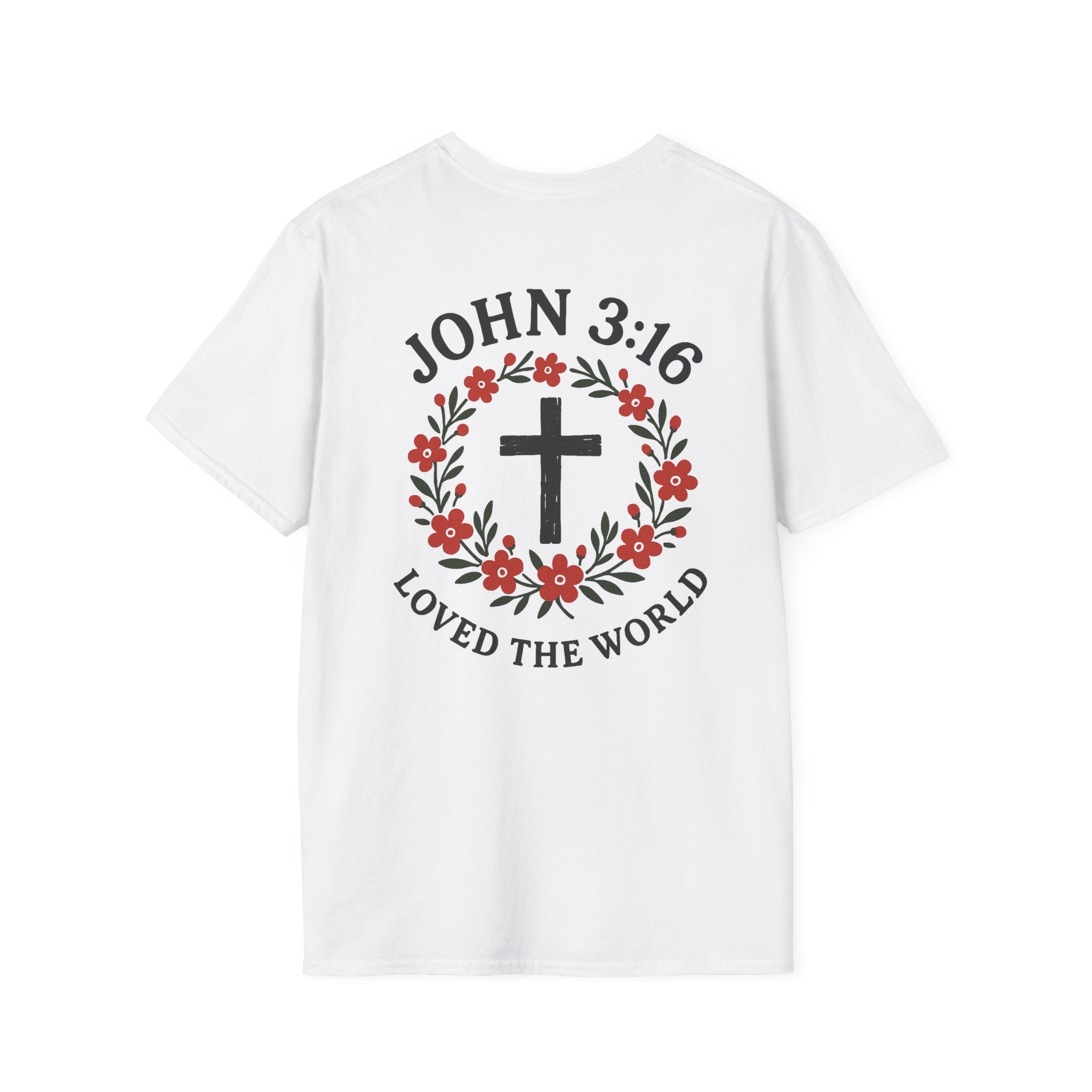 John 3:16 (Front/Back) Floral Wreath T-Shirt