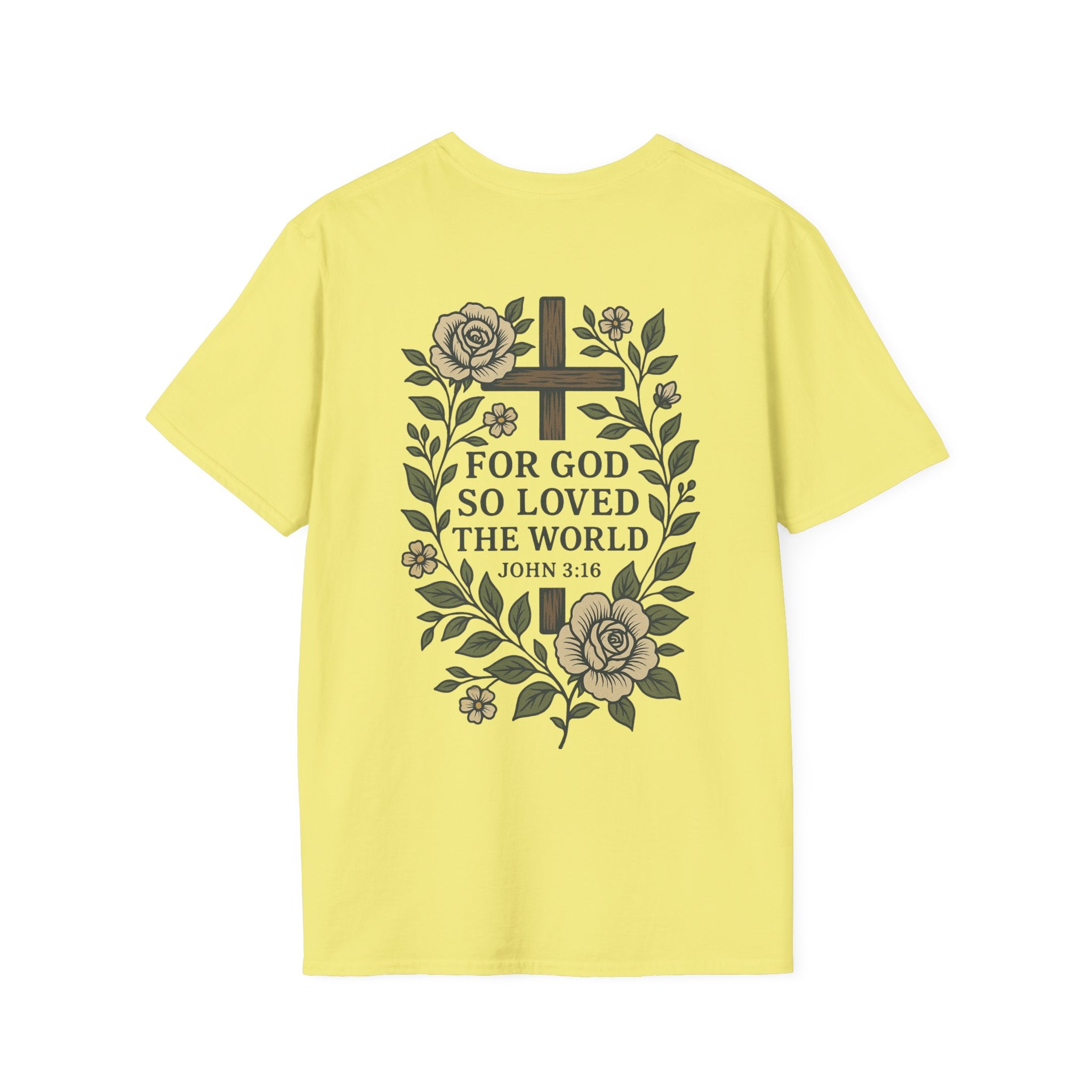 John 3:16 Vintage Floral (Front/Back) Scripture Tee