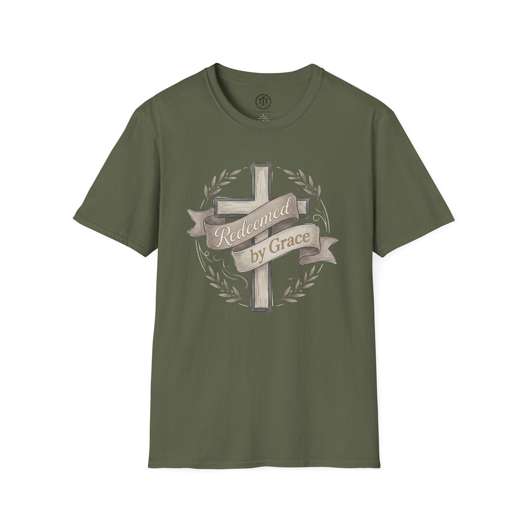 Redeemed by Grace – Christian Cross T-Shirt