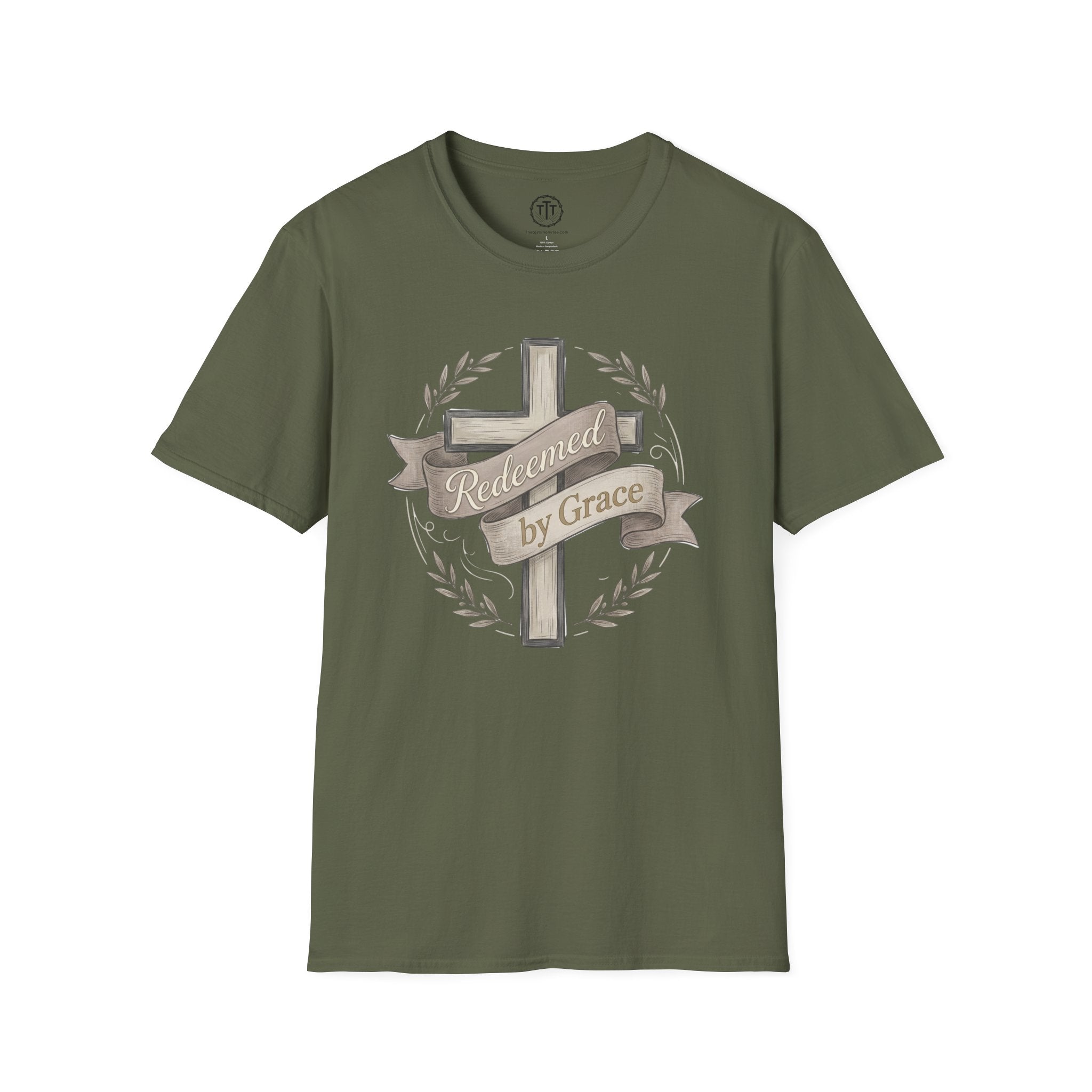 Redeemed by Grace – Christian Cross T-Shirt