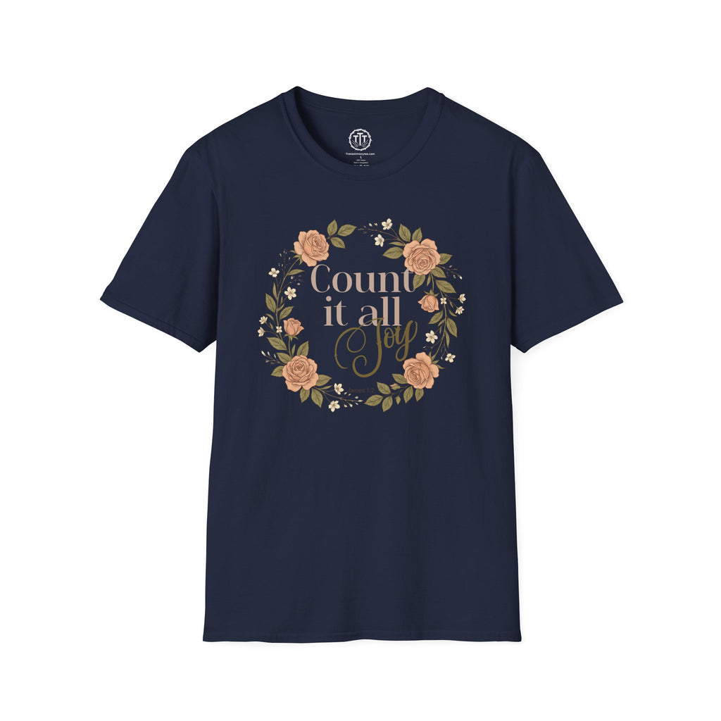 Count It All Joy Floral Christian T-Shirt
