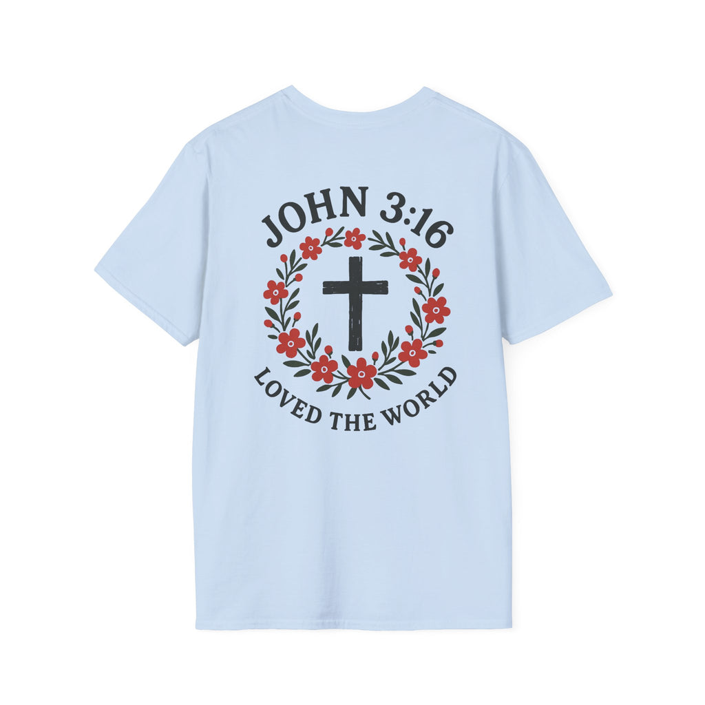 John 3:16 (Front/Back) Floral Wreath T-Shirt