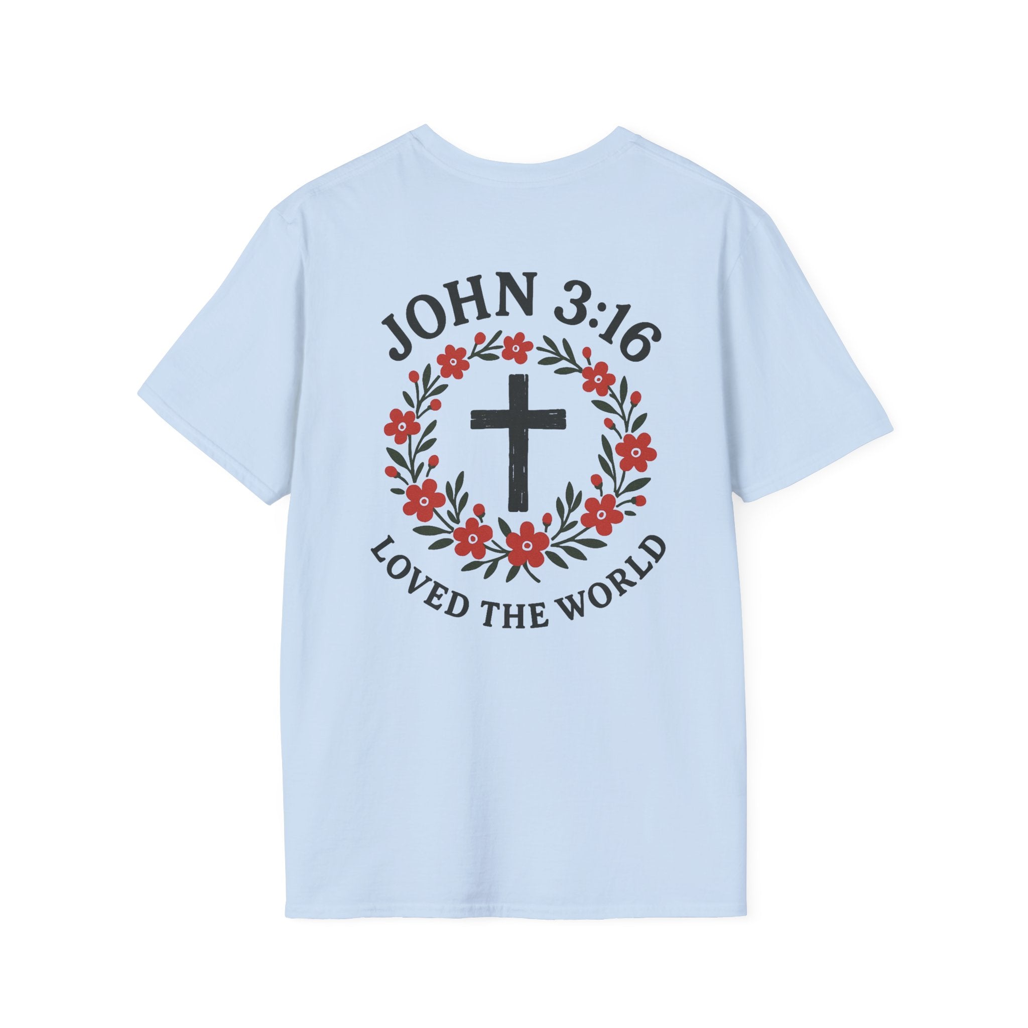 John 3:16 (Front/Back) Floral Wreath T-Shirt