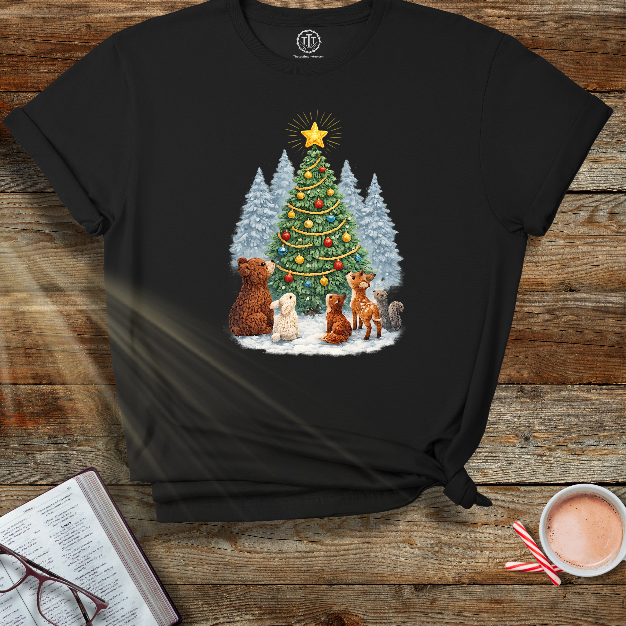 Faux Yarn Printed Image of Woodland Christmas Tree