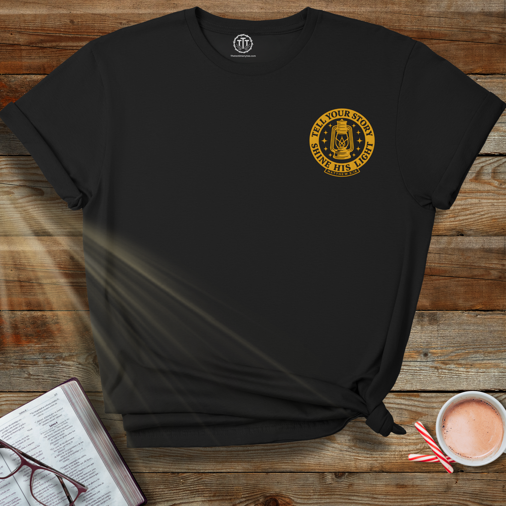 Tell Your Story • Left Chest Christian Lantern Tee