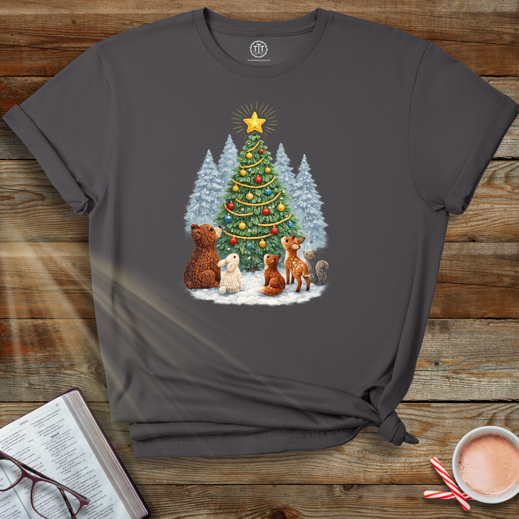 Faux Yarn Printed Image of Woodland Christmas Tree