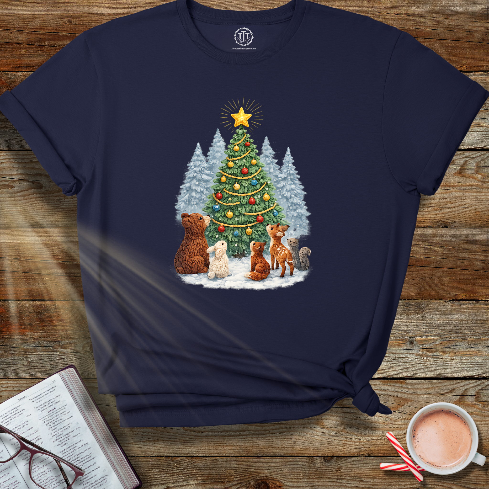 Faux Yarn Printed Image of Woodland Christmas Tree