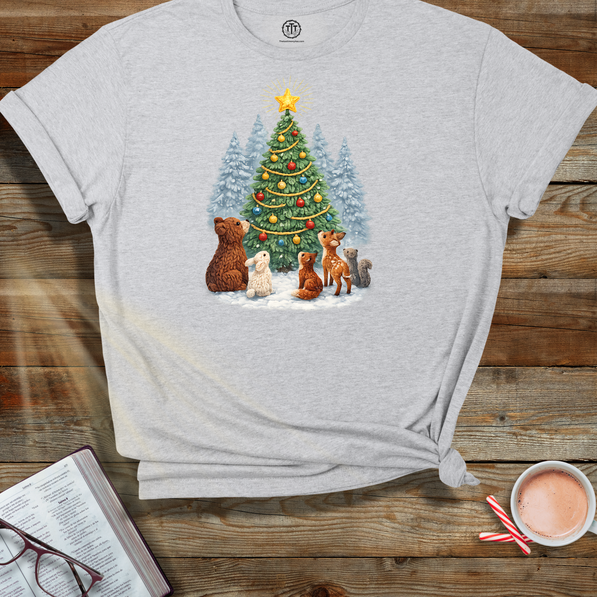 Faux Yarn Printed Image of Woodland Christmas Tree